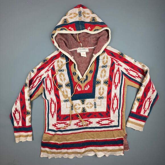 Flying Tomato Southwestern Knit Hoodie Poncho Sweater Women S Boho Aztec - Picture 2 of 5